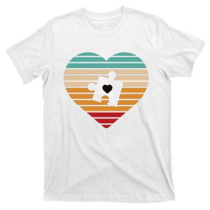 Autism Awareness Puzzle Heart Sunset T-Shirt