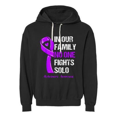 Alzheimers Awareness Purple Ribbon Alzheimers Warrior Garment-Dyed Fleece Hoodie