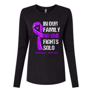 Alzheimers Awareness Purple Ribbon Alzheimers Warrior Womens Cotton Relaxed Long Sleeve T-Shirt