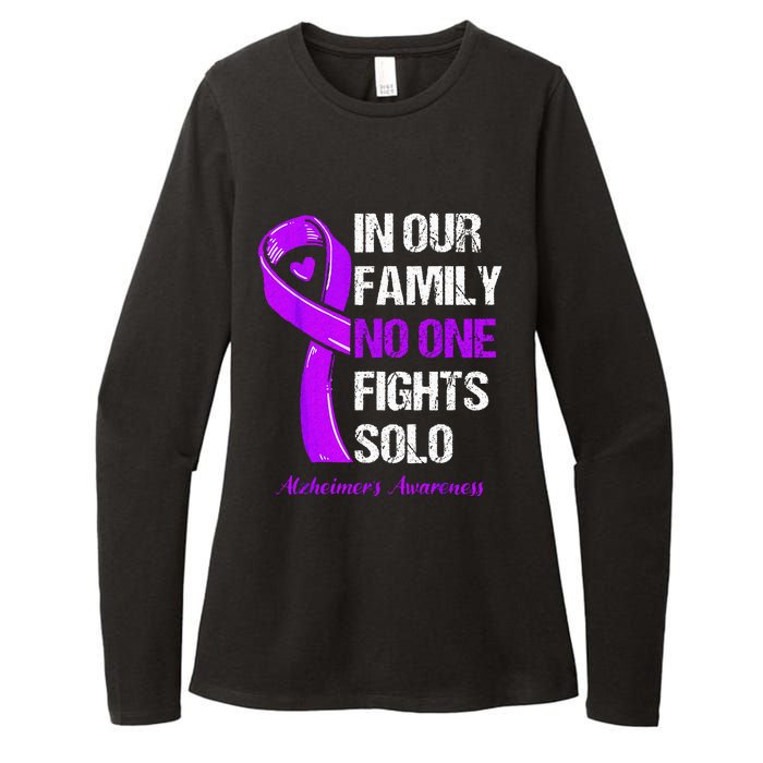 Alzheimers Awareness Purple Ribbon Alzheimers Warrior Womens CVC Long Sleeve Shirt