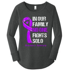 Alzheimers Awareness Purple Ribbon Alzheimers Warrior Women's Perfect Tri Tunic Long Sleeve Shirt