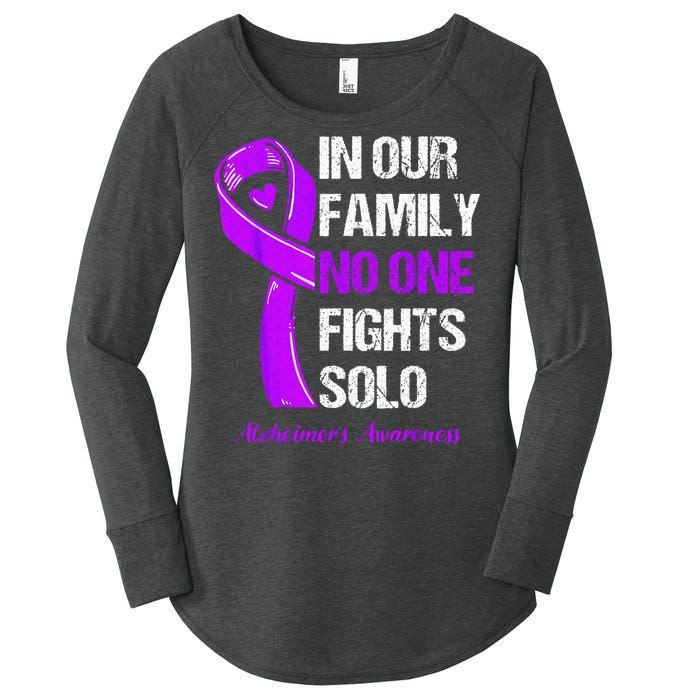 Alzheimers Awareness Purple Ribbon Alzheimers Warrior Women's Perfect Tri Tunic Long Sleeve Shirt