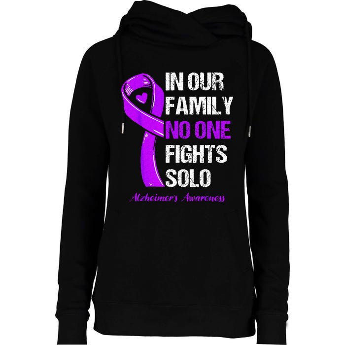 Alzheimers Awareness Purple Ribbon Alzheimers Warrior Womens Funnel Neck Pullover Hood