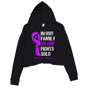 Alzheimers Awareness Purple Ribbon Alzheimers Warrior Crop Fleece Hoodie