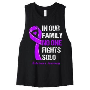 Alzheimers Awareness Purple Ribbon Alzheimers Warrior Women's Racerback Cropped Tank