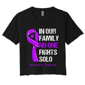 Alzheimers Awareness Purple Ribbon Alzheimers Warrior Women's Crop Top Tee