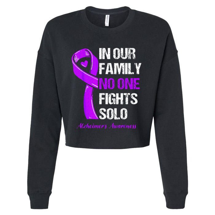 Alzheimers Awareness Purple Ribbon Alzheimers Warrior Cropped Pullover Crew