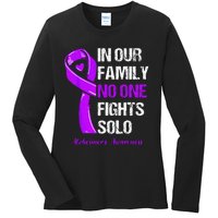 Alzheimers Awareness Purple Ribbon Alzheimers Warrior Ladies Long Sleeve Shirt