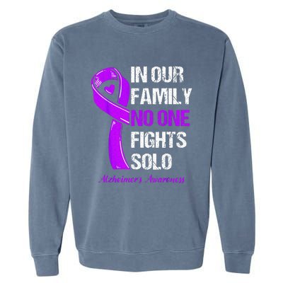 Alzheimers Awareness Purple Ribbon Alzheimers Warrior Garment-Dyed Sweatshirt