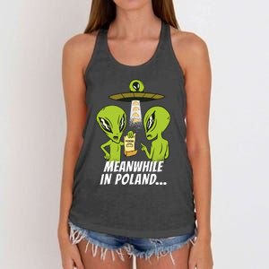 Alien Abduction Pierogi Polish Food Poland Polonia Funny Women's Knotted Racerback Tank