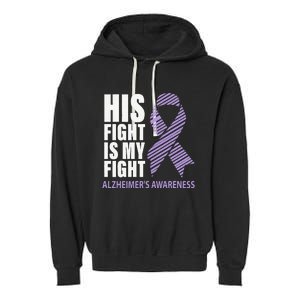 Alzheimers Awareness Purple Ribbon Dementia Mom Dad Grandpa Garment-Dyed Fleece Hoodie