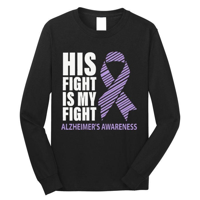 Alzheimers Awareness Purple Ribbon Dementia Mom Dad Grandpa Long Sleeve Shirt