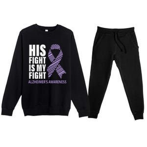 Alzheimers Awareness Purple Ribbon Dementia Mom Dad Grandpa Premium Crewneck Sweatsuit Set