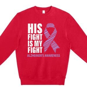 Alzheimers Awareness Purple Ribbon Dementia Mom Dad Grandpa Premium Crewneck Sweatshirt