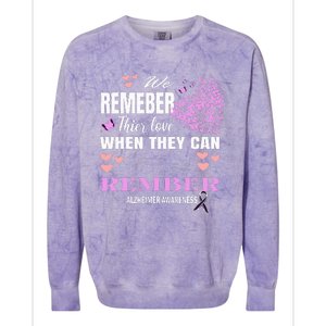 Alzheimers Awareness PurpleRibbon Dementia Mom Dad Grandpa Colorblast Crewneck Sweatshirt