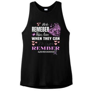 Alzheimers Awareness PurpleRibbon Dementia Mom Dad Grandpa Ladies PosiCharge Tri-Blend Wicking Tank