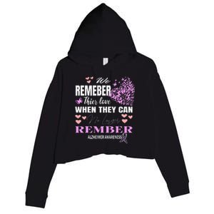 Alzheimers Awareness PurpleRibbon Dementia Mom Dad Grandpa Crop Fleece Hoodie