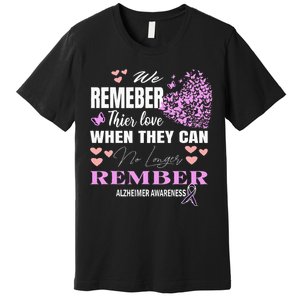 Alzheimers Awareness PurpleRibbon Dementia Mom Dad Grandpa Premium T-Shirt