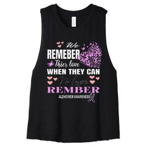 Alzheimers Awareness PurpleRibbon Dementia Mom Dad Grandpa Women's Racerback Cropped Tank