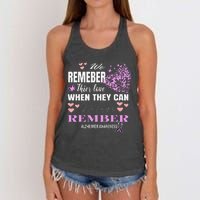 Alzheimers Awareness PurpleRibbon Dementia Mom Dad Grandpa Women's Knotted Racerback Tank