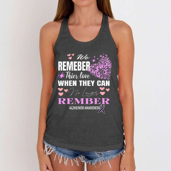 Alzheimers Awareness PurpleRibbon Dementia Mom Dad Grandpa Women's Knotted Racerback Tank