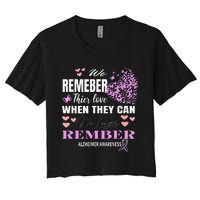 Alzheimers Awareness PurpleRibbon Dementia Mom Dad Grandpa Women's Crop Top Tee