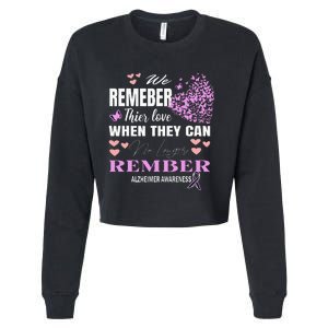 Alzheimers Awareness PurpleRibbon Dementia Mom Dad Grandpa Cropped Pullover Crew