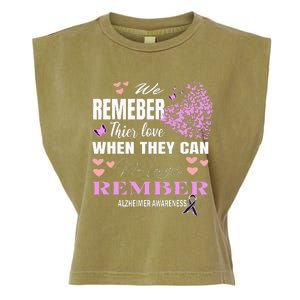 Alzheimers Awareness PurpleRibbon Dementia Mom Dad Grandpa Garment-Dyed Women's Muscle Tee