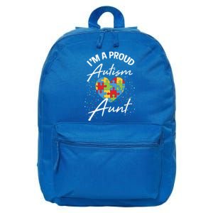 Autism Awareness Proud Aunt Puzzle Heart Cool Family Funny Gift 16 in Basic Backpack