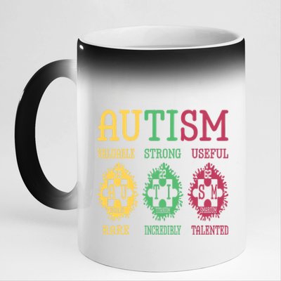 Autism Awareness Puzzle Periodic Table Elets Science Funny Gift 11oz Black Color Changing Mug