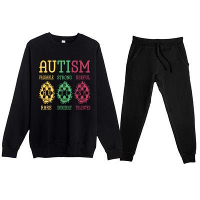 Autism Awareness Puzzle Periodic Table Elets Science Funny Gift Premium Crewneck Sweatsuit Set