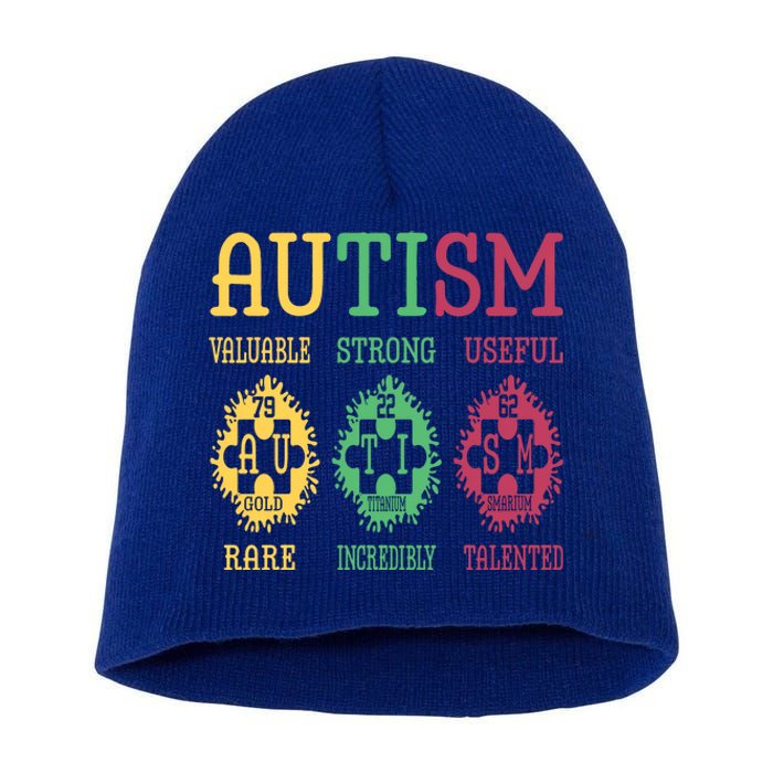 Autism Awareness Puzzle Periodic Table Elets Science Funny Gift Short Acrylic Beanie