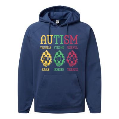 Autism Awareness Puzzle Periodic Table Elets Science Funny Gift Performance Fleece Hoodie