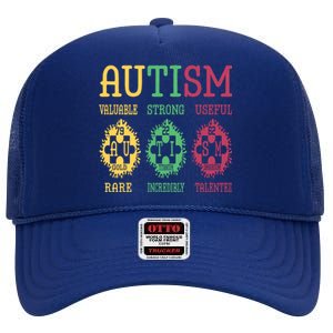 Autism Awareness Puzzle Periodic Table Elets Science Funny Gift High Crown Mesh Back Trucker Hat