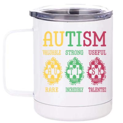 Autism Awareness Puzzle Periodic Table Elets Science Funny Gift 12 oz Stainless Steel Tumbler Cup