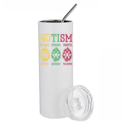 Autism Awareness Puzzle Periodic Table Elets Science Funny Gift Stainless Steel Tumbler