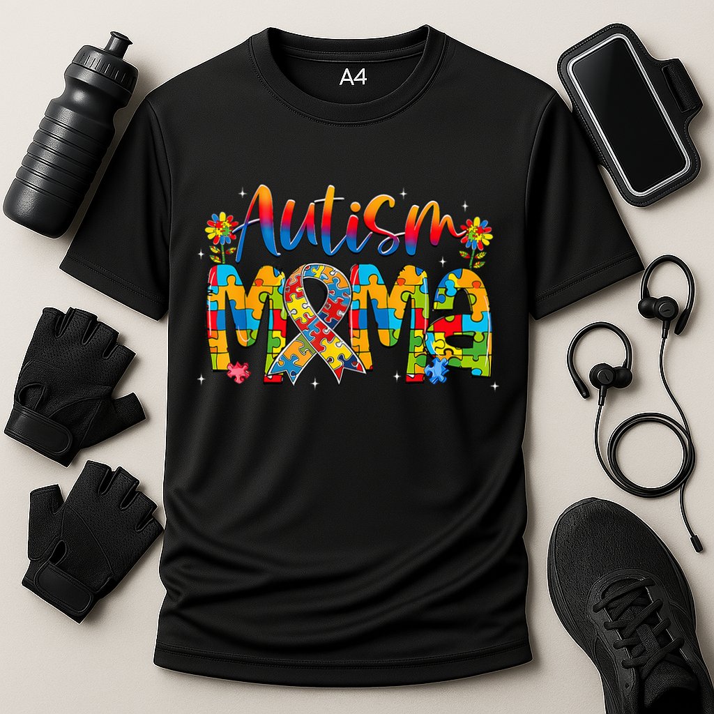Autism Awareness Proud Autism Mama Ribbon Puzzle Mothers Day Cooling Performance Crew T-Shirt