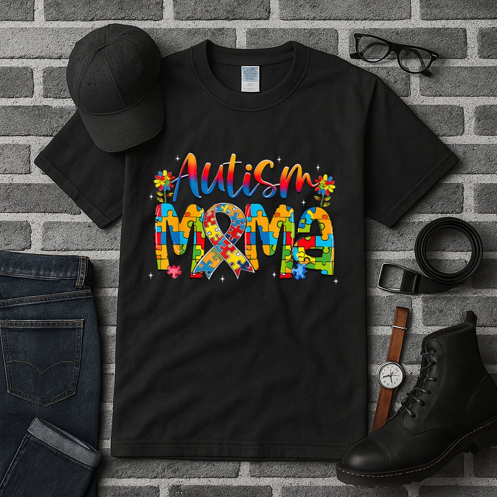 Autism Awareness Proud Autism Mama Ribbon Puzzle Mothers Day Tall T-Shirt