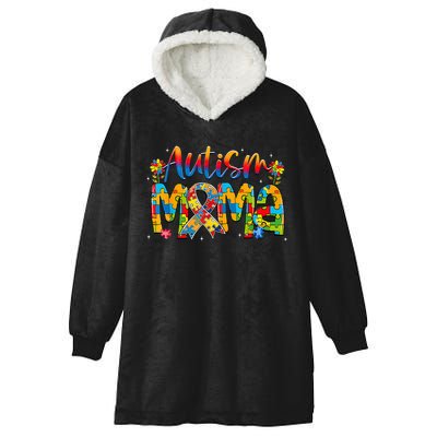 Autism Awareness Proud Autism Mama Ribbon Puzzle Mothers Day Hooded Wearable Blanket
