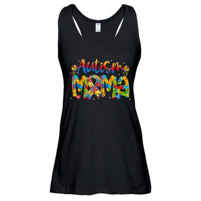 Autism Awareness Proud Autism Mama Ribbon Puzzle Mothers Day Ladies Essential Flowy Tank