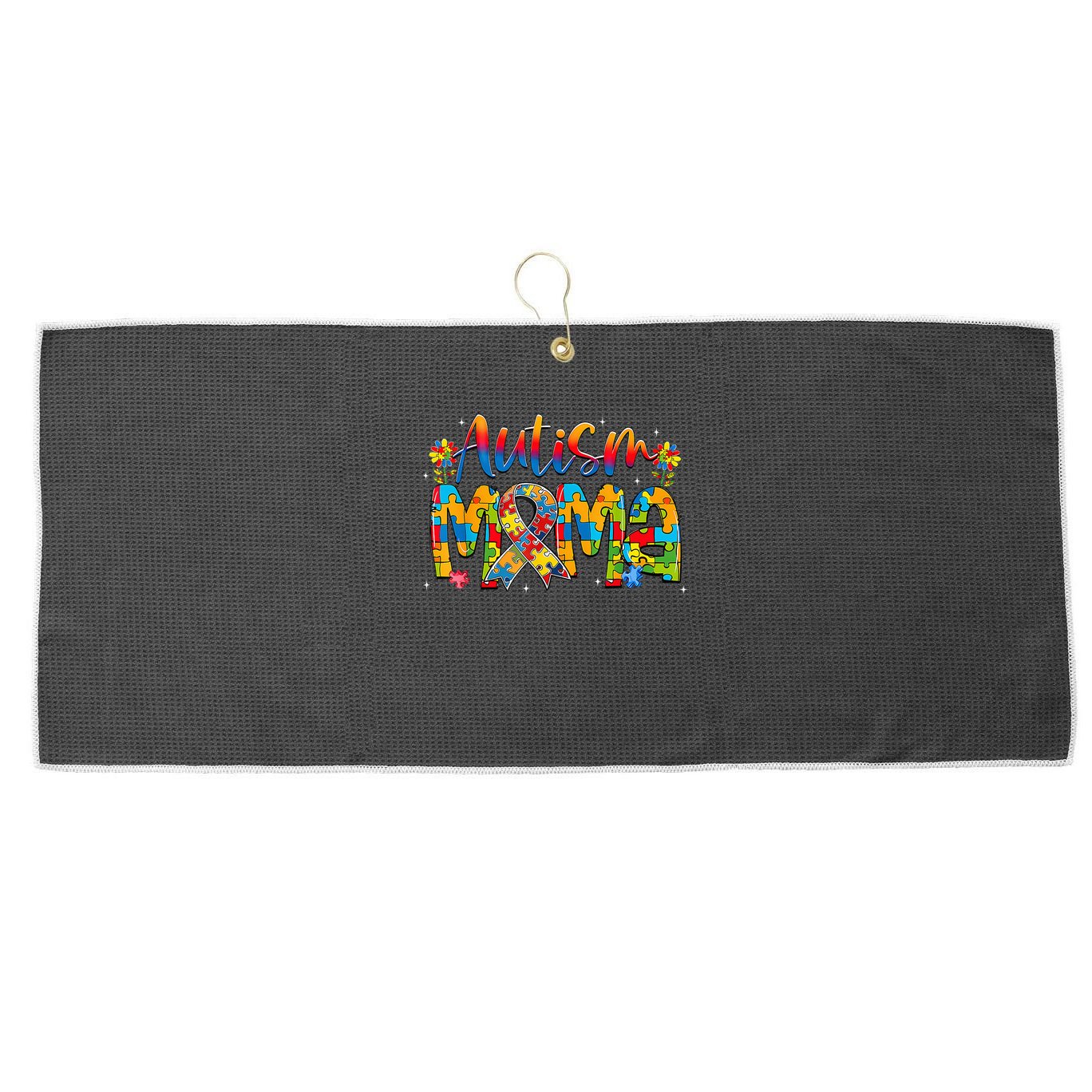 Autism Awareness Proud Autism Mama Ribbon Puzzle Mothers Day Large Microfiber Waffle Golf Towel