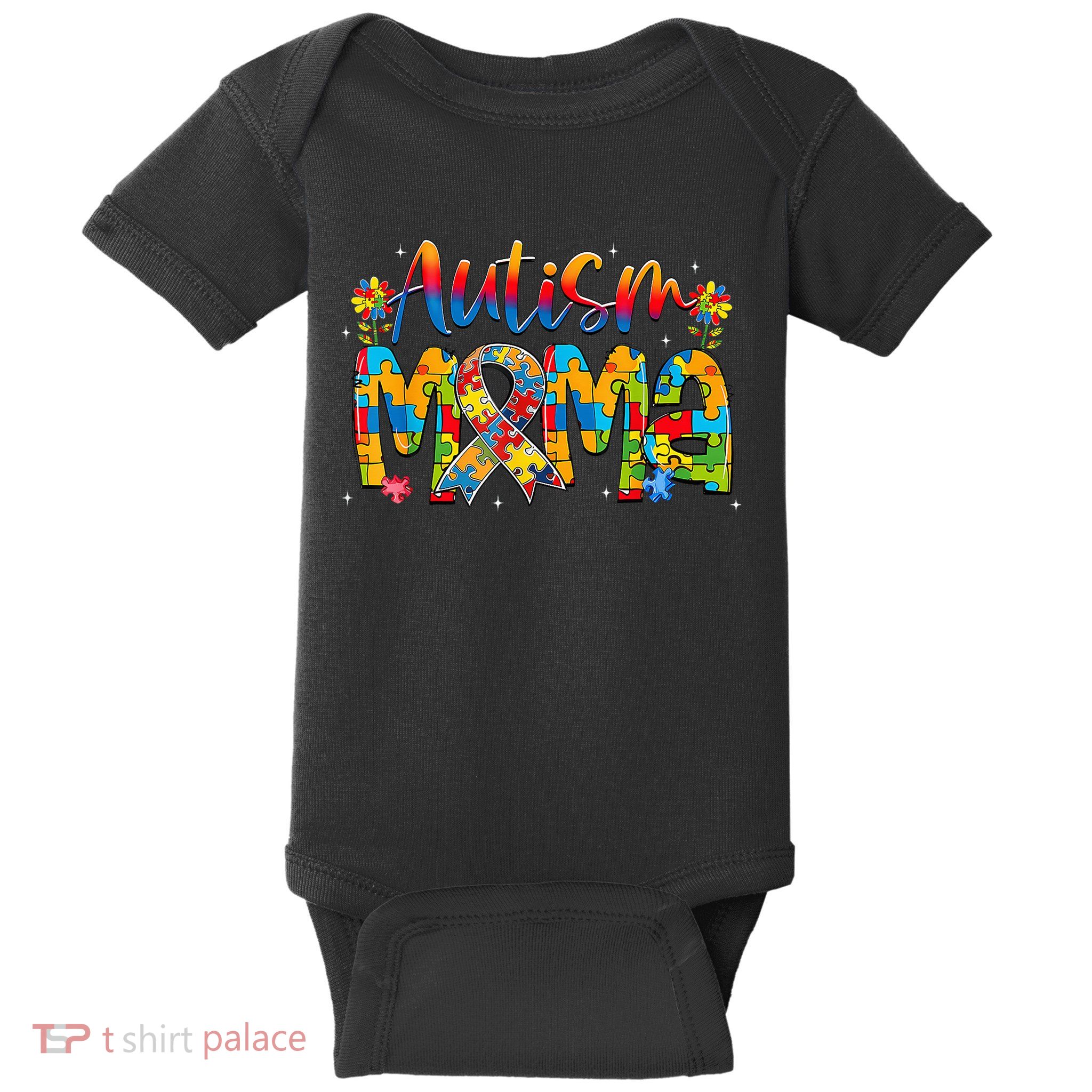 Autism Awareness Proud Autism Mama Ribbon Puzzle Mothers Day Baby Bodysuit