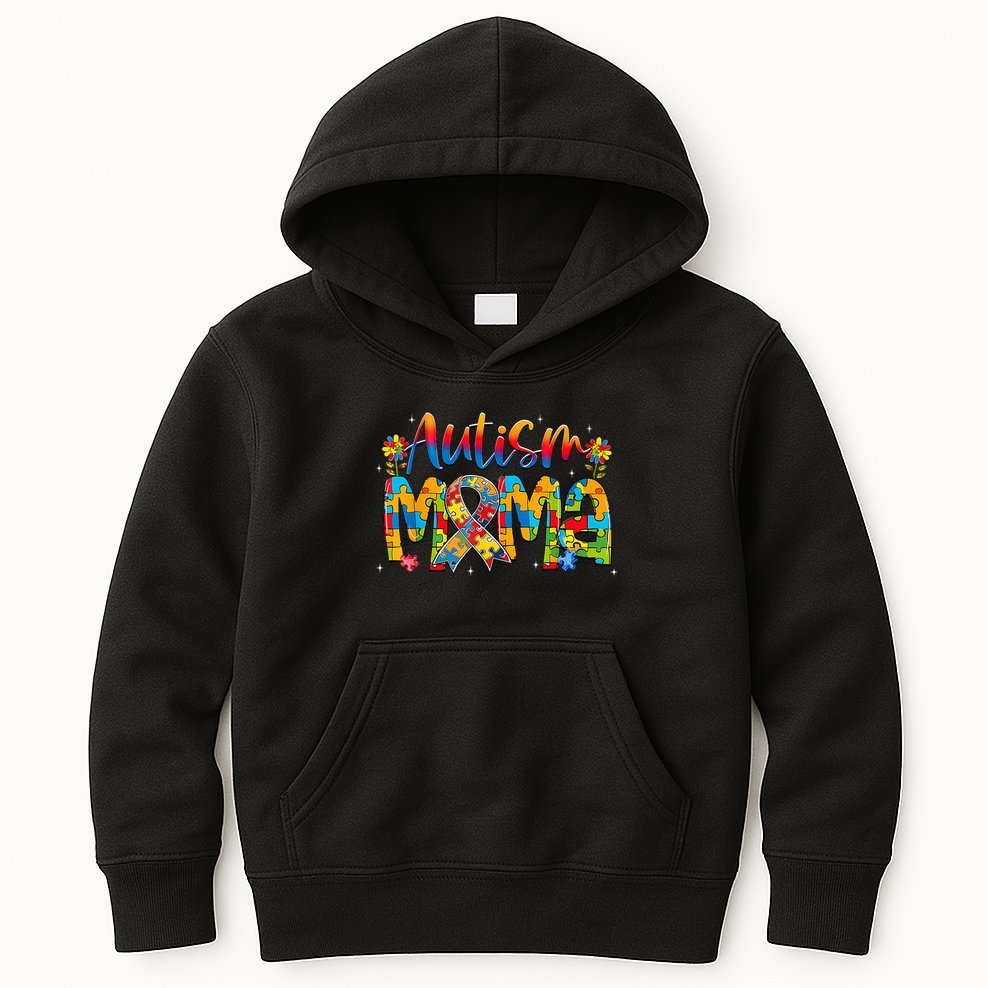 Autism Awareness Proud Autism Mama Ribbon Puzzle Mothers Day Kids Hoodie