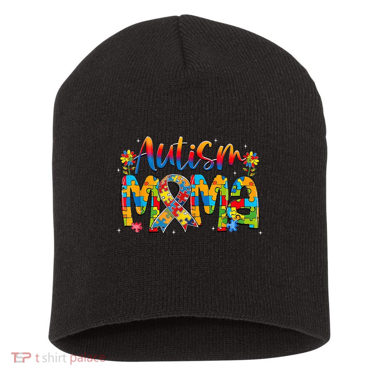 Autism Awareness Proud Autism Mama Ribbon Puzzle Mothers Day Short Acrylic Beanie
