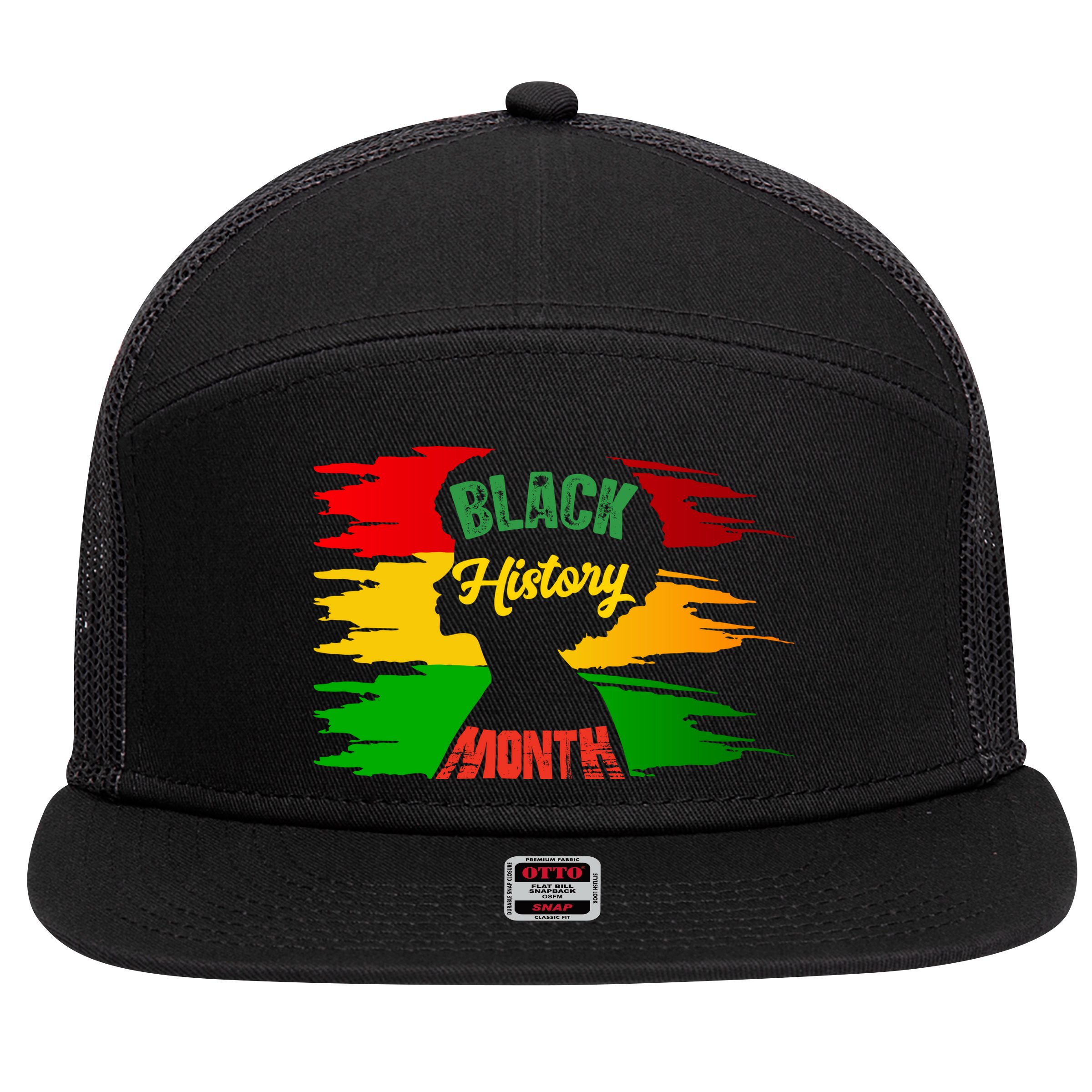 African American Pride T 7 Panel Mesh Trucker Snapback Hat