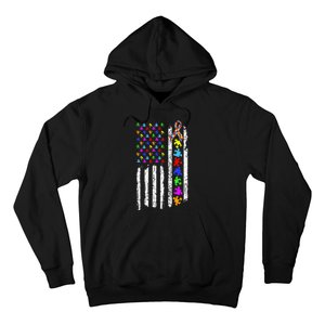 Autism Awareness Puzzle Flag Of The United States Of America Hoodie