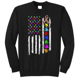 Autism Awareness Puzzle Flag Of The United States Of America Sweatshirt