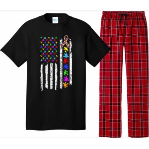 Autism Awareness Puzzle Flag Of The United States Of America Pajama Set