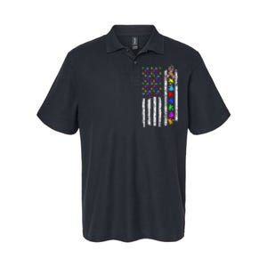 Autism Awareness Puzzle Flag Of The United States Of America Softstyle Adult Sport Polo