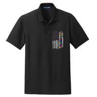 Autism Awareness Puzzle Flag Of The United States Of America Dry Zone Grid Polo